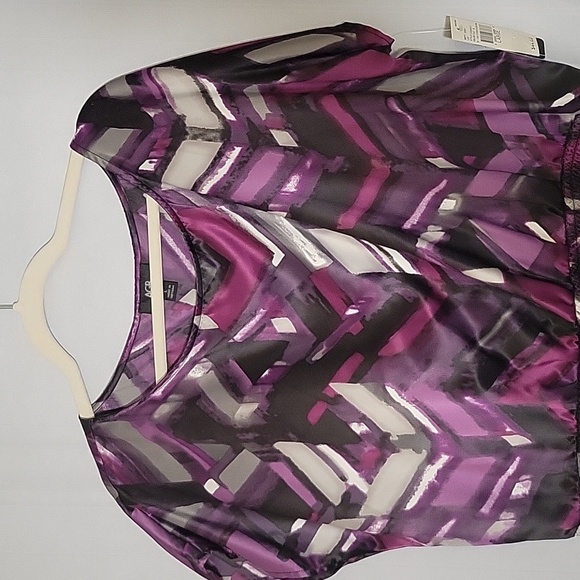 AGB Women's Purple Banded Waist Top Size Large - Picture 3 of 11